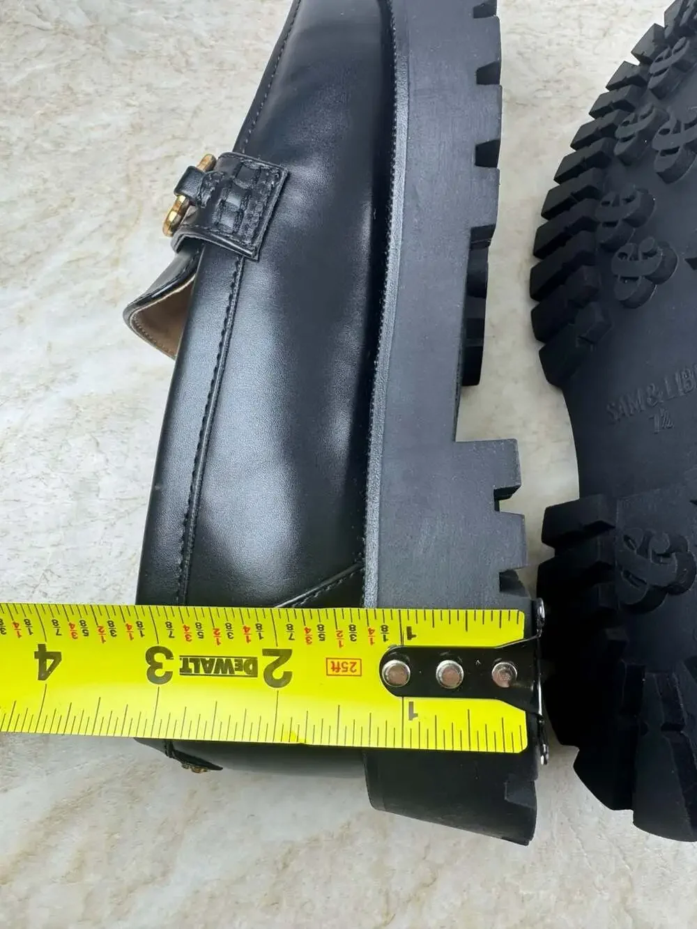 Sam & Libby Black Loafers with Gold Chain Detail